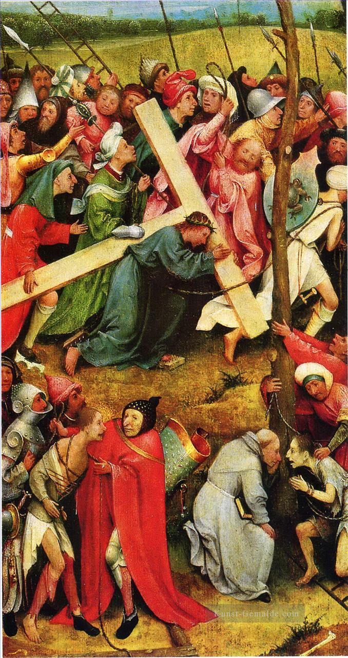 Christus das Kreuz 1490 Hieronymus Bosch trägt Ölgemälde
